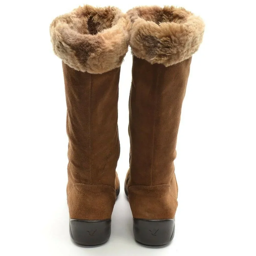 Santana Canada Brown Faux Fur Cuffed Winter Boots 10 M